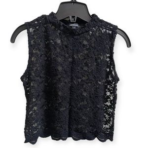 Ambiance Black Lace Sleeveless Top